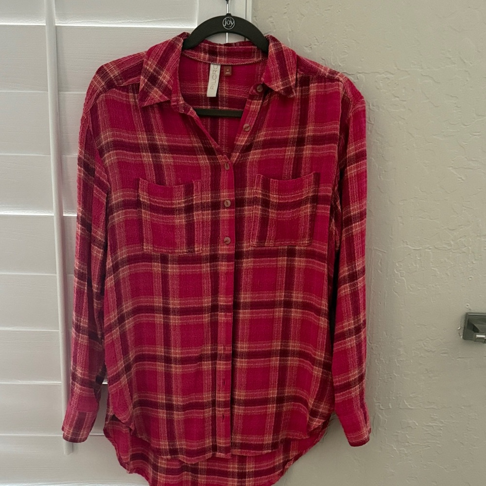 Pilcro Vibrant Red Plaid Shirt